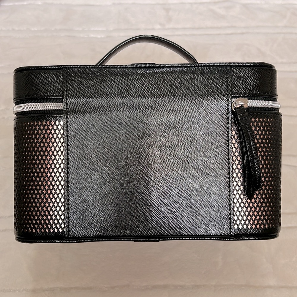 Victoria’s Secret Weekender Travel Case Makeup Storage Organizer Black Rose Gold - Picture 2 of 7